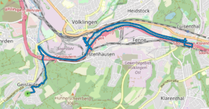 Karte der Radtour von Geislautern via Luisenthal und Fenne zurück nach Geislautern